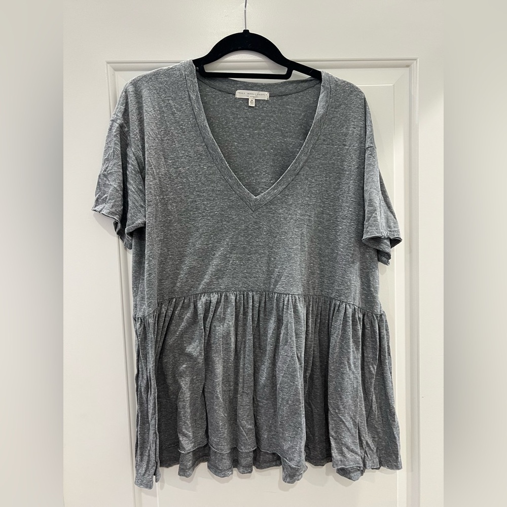 Truly Madly Deeply Gray Short Sleeve Boxy Blouse